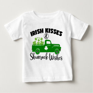 Camiseta De Bebé Besos y deseos de Shamrock irlandeses