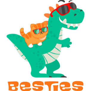 Camiseta De Bebé Besties un gato y dinosaurio