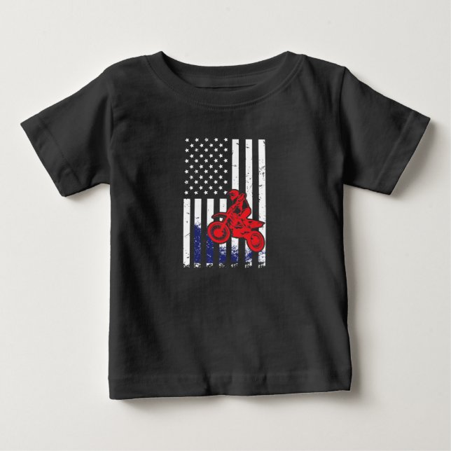 Camiseta De Bebé Bici de la suciedad de la bandera americana del (Anverso)