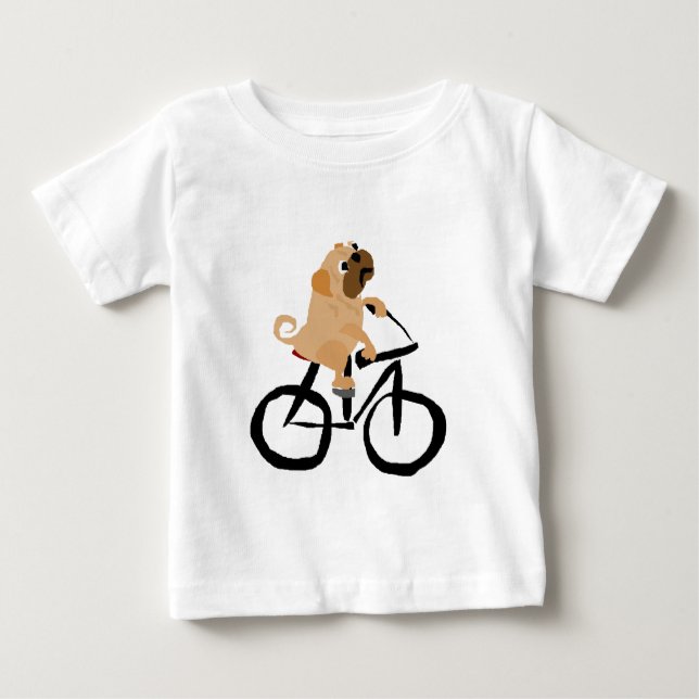 Camiseta De Bebé Bicicleta divertida del montar a caballo del perro (Anverso)
