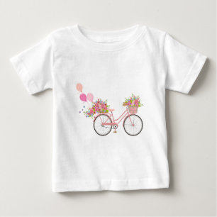 Camiseta De Bebé Bicicleta rosa caprichosa