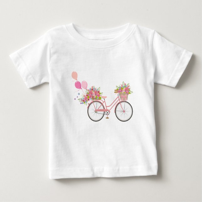 Camiseta De Bebé Bicicleta rosa caprichosa (Anverso)