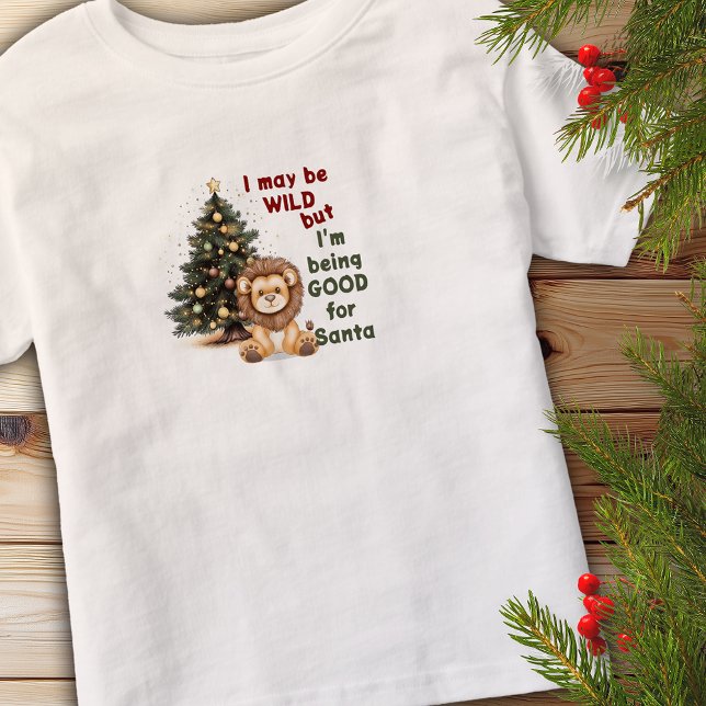 Camiseta De Bebé Bien por los leones de Santa Navidades personaliza (Good For Santa Christmas Lion Personalized Toddler T-shirt)