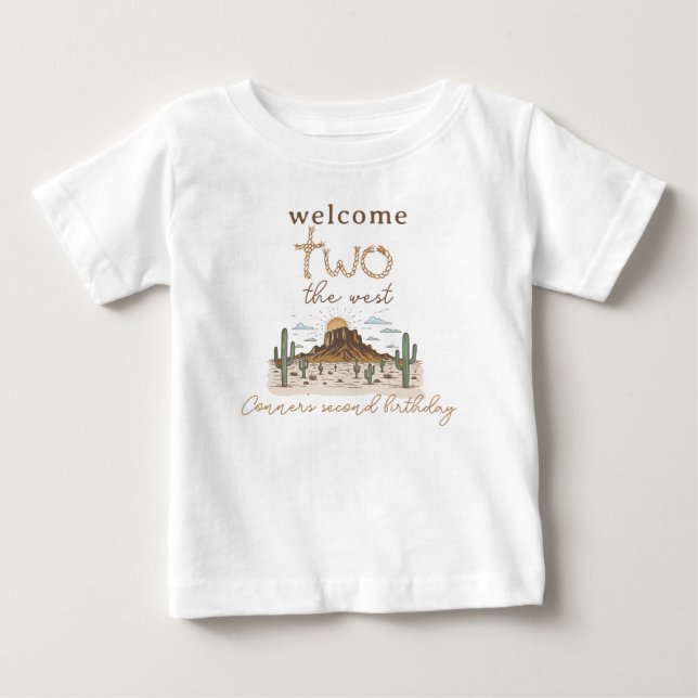 Camiseta De Bebé Bienvenido Marrón Rústico Al Oeste Cumpleaños 2  (Anverso)