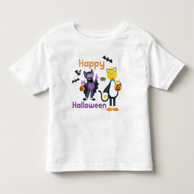 Camiseta De Bebé Big Bird and Count | Feliz Halloween (Anverso)
