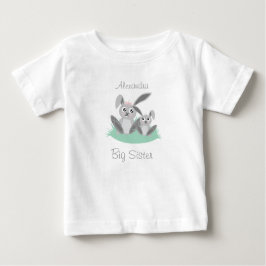 Camiseta De Bebé Big sister adjustable name cute bunny