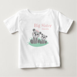 Camiseta De Bebé Big sister adjustable name with cute bear