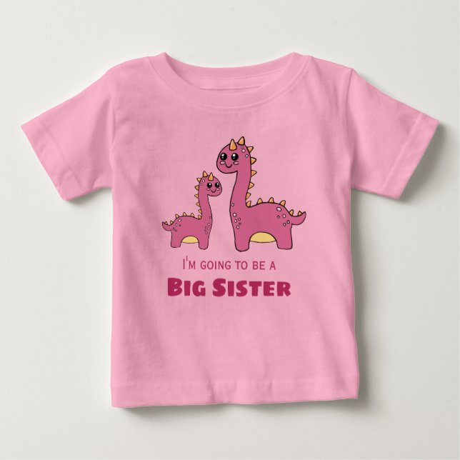 Camiseta De Bebé Big Sister lindo dinos (Anverso)