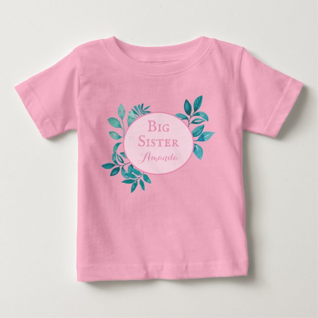 Camiseta De Bebé Big Sister nombre personalizado (Anverso)