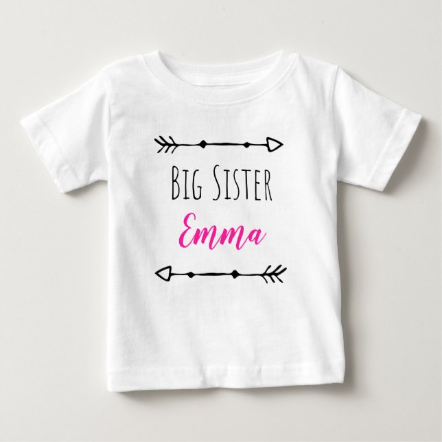 Camiseta De Bebé Big Sister with customizable name (Anverso)