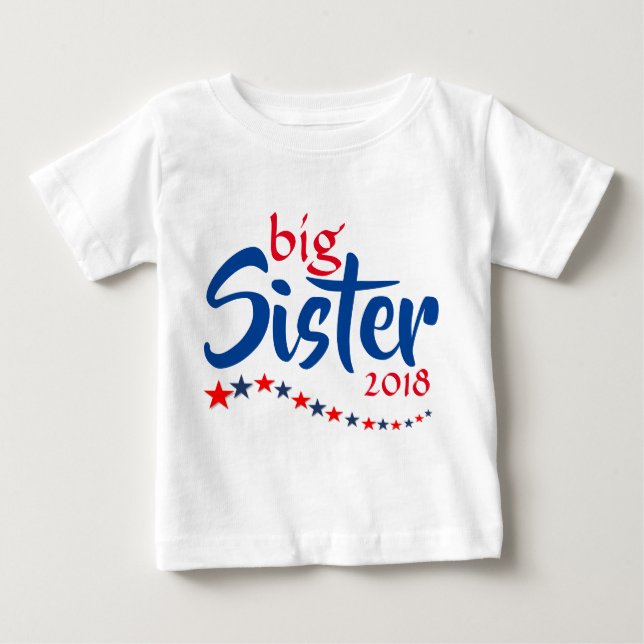 Camiseta De Bebé Big Sister Year Stars Baby Announcement Keepsake (Anverso)