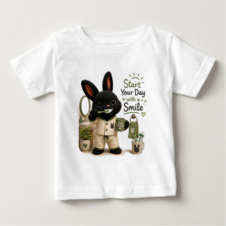 Camiseta De Bebé Billy Cepillándose los Dientes Conejito Rex Negro