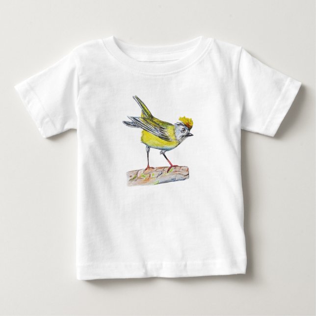 Camiseta De Bebé Bird Amarilla Dibujando Todd Ruffle Tee, Blanco (Anverso)