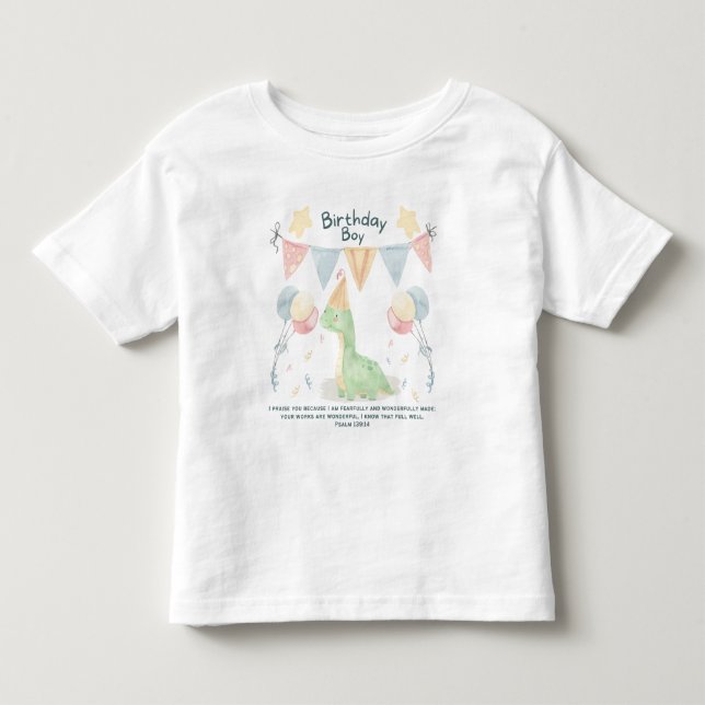 Camiseta De Bebé Birday Boy Watercolor Dinosaur (Anverso)