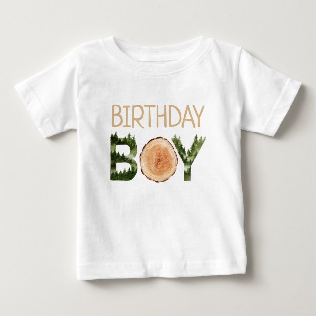 Camiseta De Bebé Birday Boy Watercolor Woodland (Anverso)