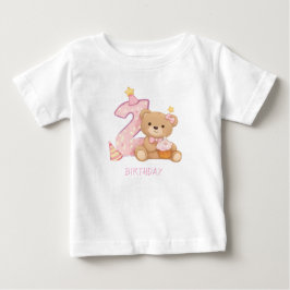 Camiseta De Bebé Birthday Baby Girl T-Shirt Teddy Bear Birthday tee