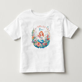 Camiseta De Bebé Birthday Birthday Chica Floral Temática de Sirena