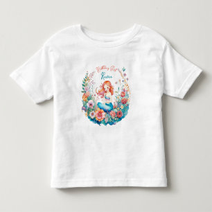 Camiseta De Bebé Birthday Birthday Chica Floral Temática de Sirena
