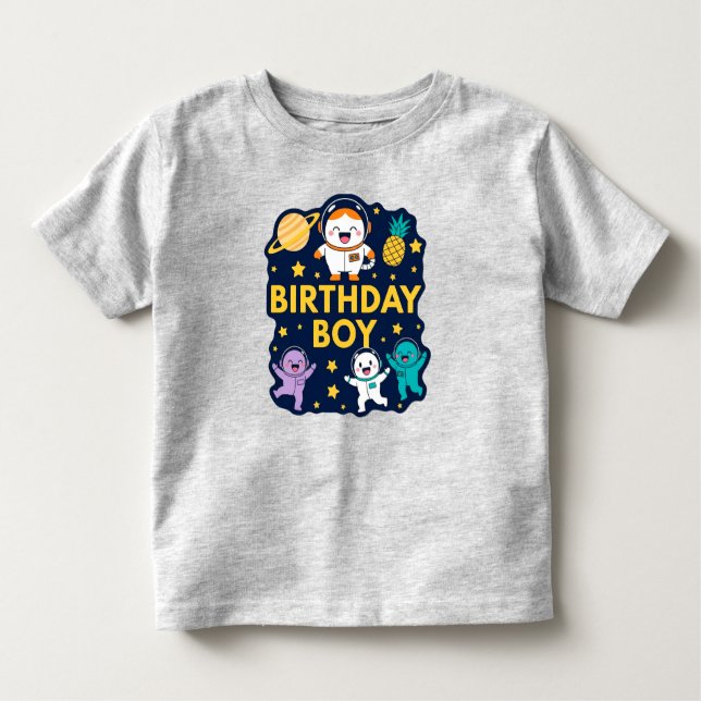 Camiseta De Bebé Birthday Boy Space Adventure (Anverso)