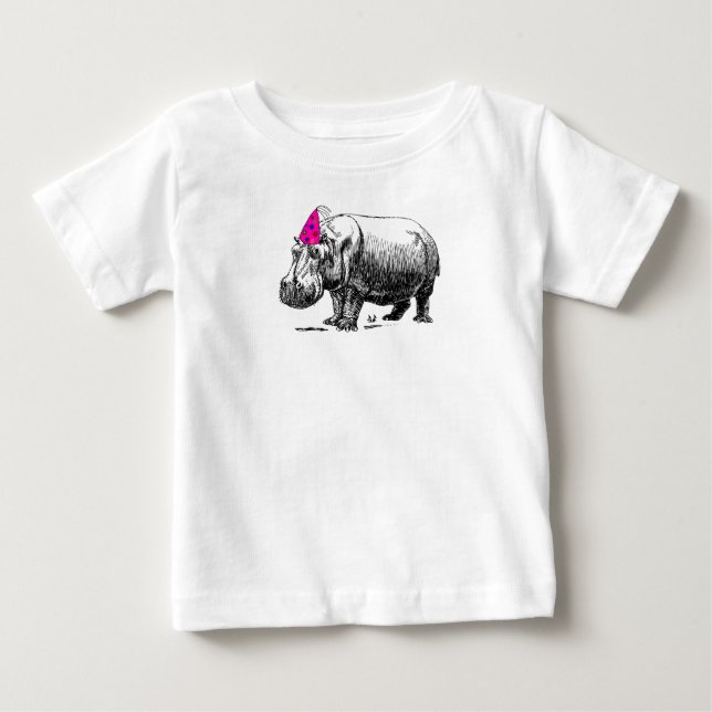 Camiseta De Bebé Birthday Hippo In Party Hat (Anverso)