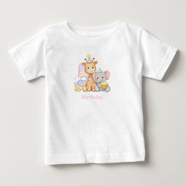 Camiseta De Bebé Birthday Outfit | Baby Boy Girl Graphic Tee | (Anverso)