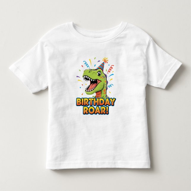 Camiseta De Bebé Birthday Roar Cute Dinosaur Birthday Party Design (Anverso)