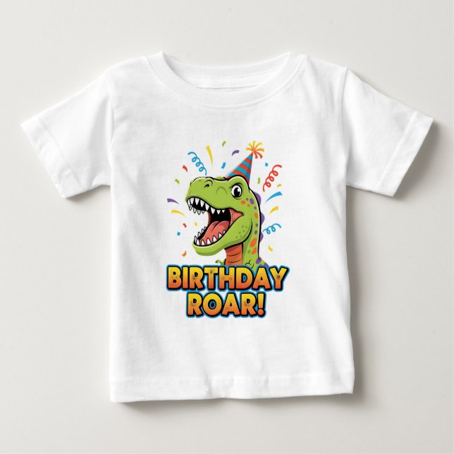 Camiseta De Bebé Birthday Roar Cute Dinosaur Birthday Party Design (Anverso)