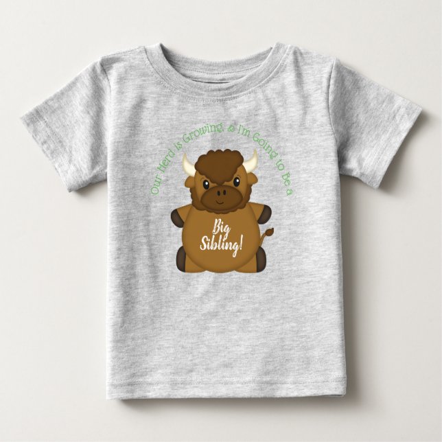 Camiseta De Bebé Bison Buffalo Baby Shower Green (Anverso)