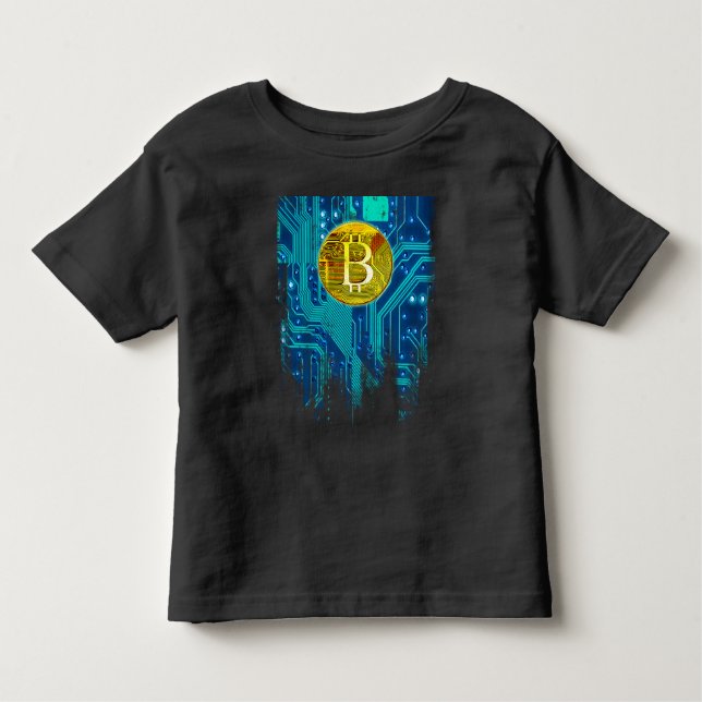 Camiseta De Bebé Bitcoin de criptodivisa y placa de circuito (Anverso)