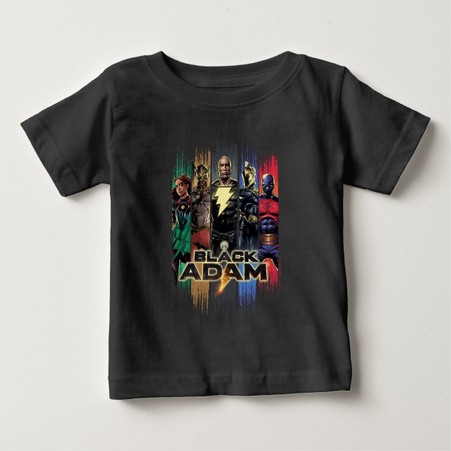 Camiseta De Bebé Black Adam Characters In Stripes Graphic (Anverso)