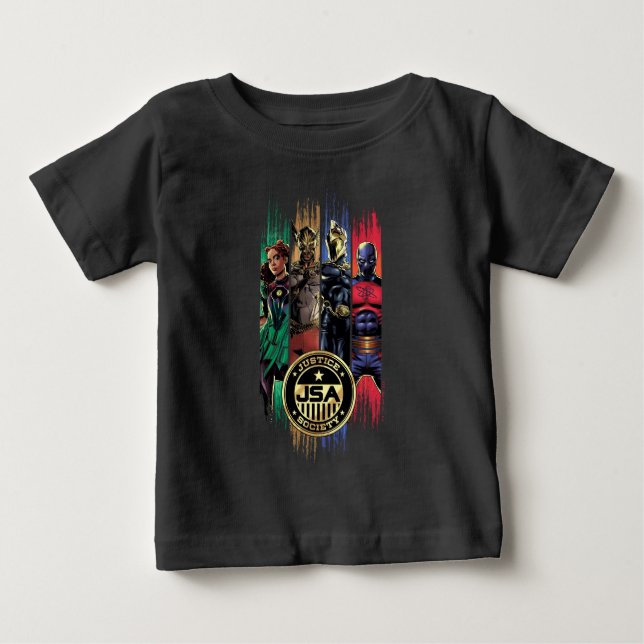 Camiseta De Bebé Black Adam Justice Society Heroes In Stripes (Anverso)