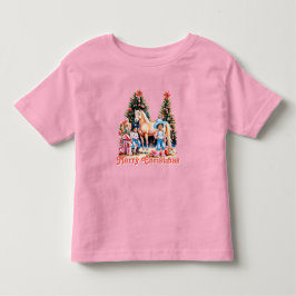 Camiseta De Bebé Black Cowgirl Winter Scene Horse Merry Christmas