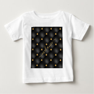 Camiseta De Bebé Black Gold Diamond Tufted Custom Name Baby T-Shirt