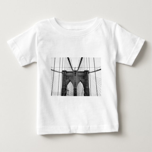 Camiseta De Bebé Black White Brooklyn Bridge Nueva York (Anverso)