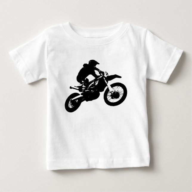 Camiseta De Bebé Black White Pop Art Motocross Motoryle Sport (Anverso)