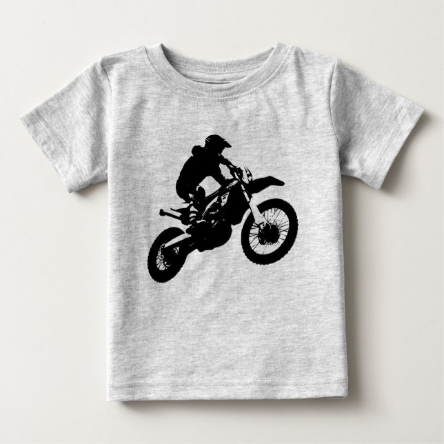 Camiseta De Bebé Black White Pop Art Motocross Motoryle Sport (Anverso)