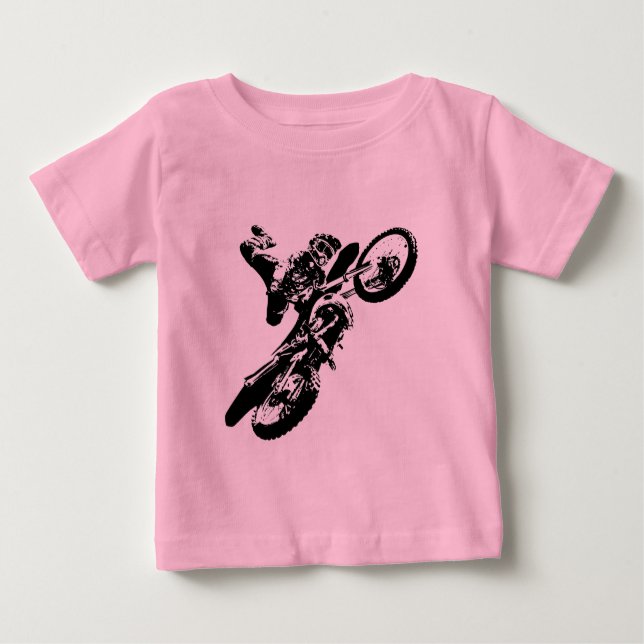 Camiseta De Bebé Black White Pop Art Motocross Motoryle Sport (Anverso)