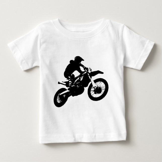 Camiseta De Bebé Black White Pop Art Motocross Motoryle Sport (Anverso)