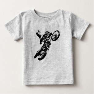 Camiseta De Bebé Black White Pop Art Motocross Motoryle Sport