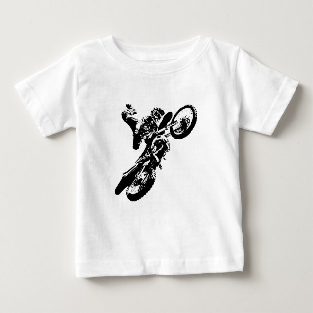 Camiseta De Bebé Black White Pop Art Motocross Motoryle Sport (Anverso)