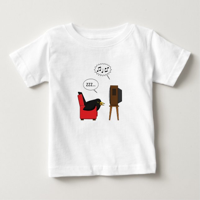 Camiseta De Bebé Blackbird durmiendo frente al cómic de la TV (Anverso)
