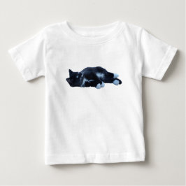 Camiseta De Bebé Blanco y negro lindo Tuxie gatito