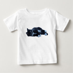 Camiseta De Bebé Blanco y negro lindo Tuxie gatito