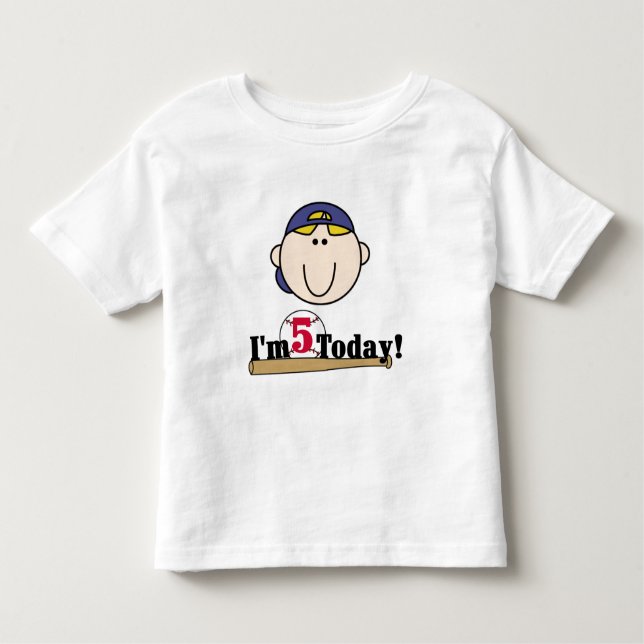 Camiseta De Bebé Blond Boy Baseball 5º cumpleaños (Anverso)