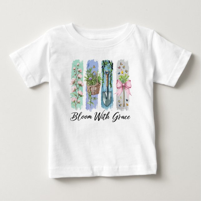 Camiseta De Bebé Bloom con arte floral Grace Garden (Anverso)