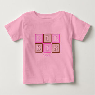 Camiseta De Bebé Bloque de palabras de Lil Cuto Sis con nombre