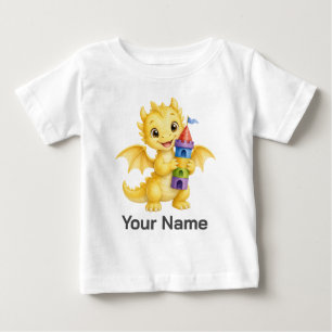 Camiseta De Bebé Bloques de castillo de dragón bebé amarillo lindo