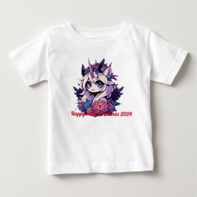 Camiseta De Bebé "Blossom unicornio celeste" (Anverso)
