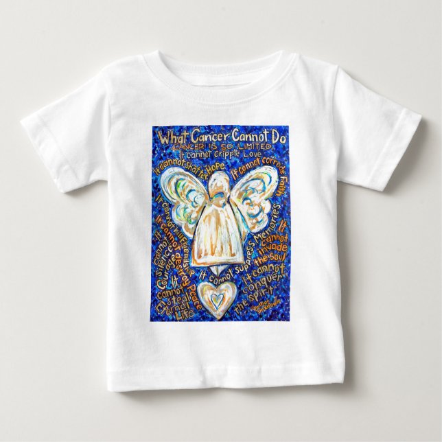 Camiseta De Bebé Blue &amp; Angel de Cáncer de Oro - Grande (Anverso)