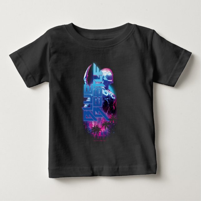 Camiseta De Bebé Blue Beetle Retrowave City Lights (Anverso)